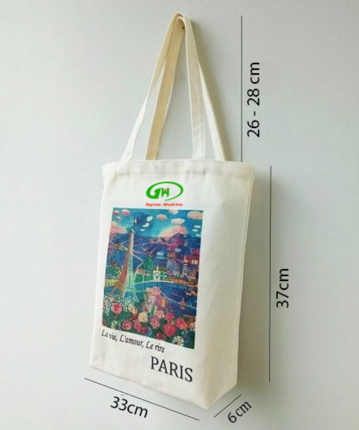 May túi vải bố có quai xách màu, canvas màu